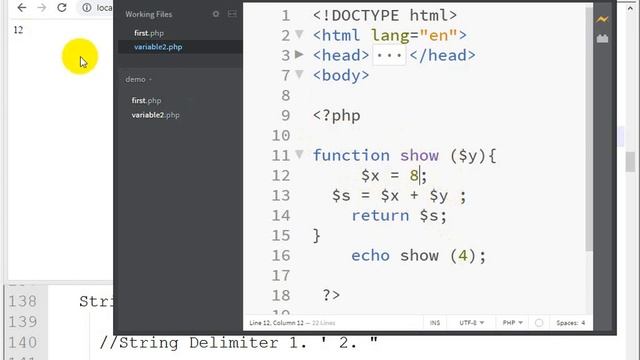 Session 4 String functions string delimiters and local ,global  variable examples