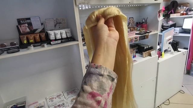 Хвост из натуральных волос 60см вес 140грамм на ленте цвет 613 тёплый блондин смотреть онлайн