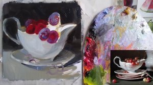 Как написать ВИНОГРАД в натюрморте маслом. МК для начинающих художников