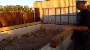 Баня из цветных лицевых керамзитобетонных блоков 2 этажа  Часть 1