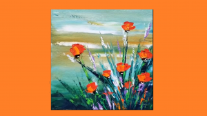 Демонстрация акриловой абстрактной цветочной живописи / Простая техника работы с мастихином #03