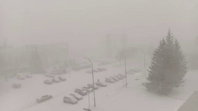 В Кемеровской области наблюдали необычное природное явление: одновременно шел снег, сверкала молния