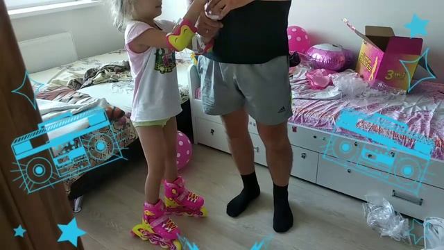 Алёнушке 6 лет, с самого утра шары надувные розовые, подарок ролики для катания смотреть онлайн