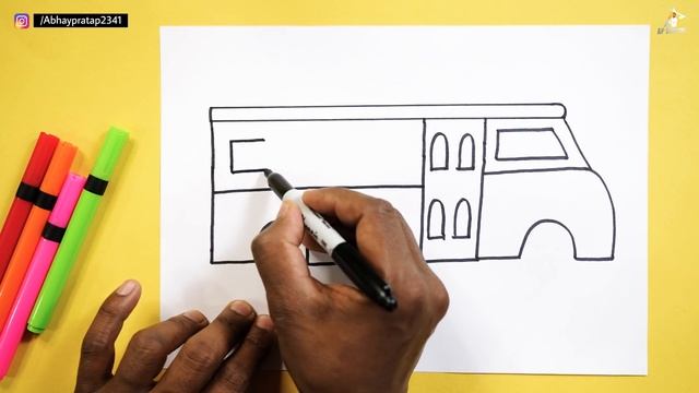 Very Easy Way to Draw Bus | How to Draw Auto Bus | Step by step for beginners смотреть онлайн