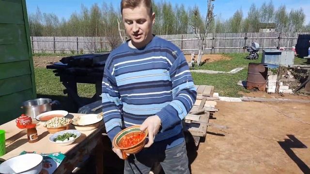 Готовим на даче, в казане, ГРУЗИНСКОЕ блюдо - ХОРЦИАНИ.