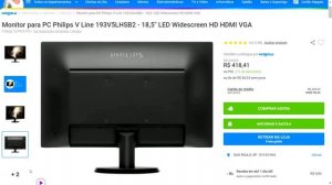 Monitor para PC Philips V Line 193V5LHSB2 - 18,5" LED Widescreen HD HDMI VGA