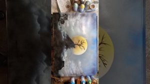 спрей арт. рисование баллончиком. путь самурая. 105×70. spray paint