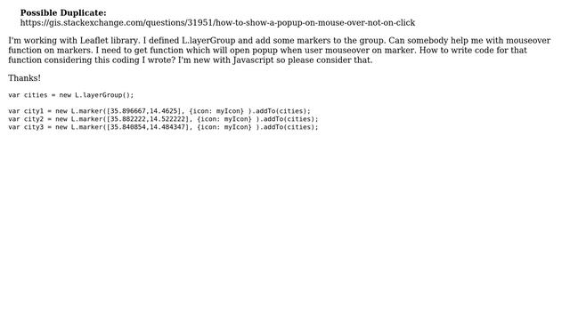 GIS: How to open popup on mouseover in Leaflet? смотреть онлайн