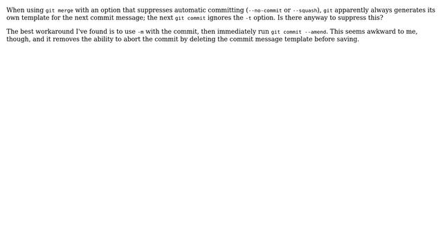 Suppress commit-message template with `git merge --squash` or `--no-commit` смотреть онлайн