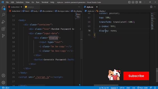 Make a random password generator with JavaScript | JavaScript Project