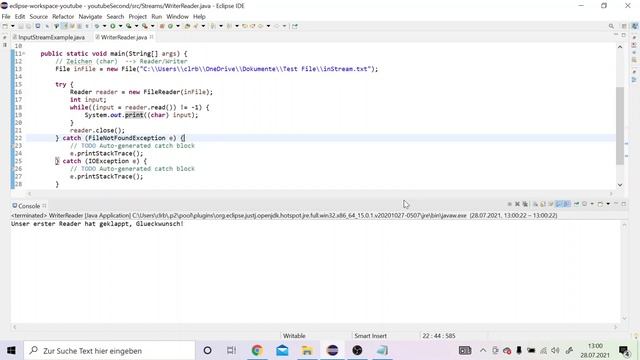 Java Streams filereader & filewriter | Java Tutorial für Fortgeschrittene