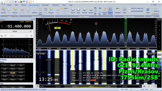 15.01.2024 10:24UTC, [Es, oos], Radio Impuls, Чехия, 91.4МГц, 1755км