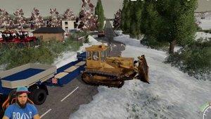 ЗАСТРЯЛ НА РОВНОМ МЕСТЕ - ВЕЗЕМ БУЛЬДОЗЕР В ДЕРЕВНЮ - СНЕГ В Farming Simulator