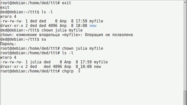 Как изменить владельца linux. Как изменить группу linux. Команды chown и chgrp смотреть онлайн