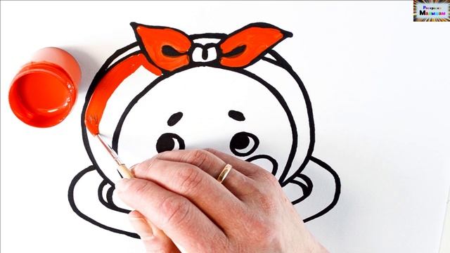 Как нарисовать колобка /  мультик раскраска колобок для детей / учим цвета