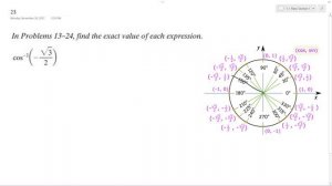 cos^-1(-sqrt(3)/2) find the exact value of each expression