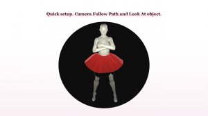 Quick setup. Camera Follow Path and Look At object.