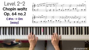Chopin waltz op.64 no.2 EASY piano sheet music PEDAL