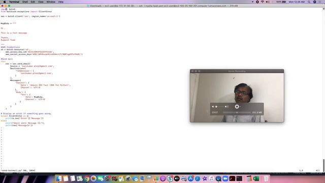 Sending EMAIL using AWS Simple email service using Python