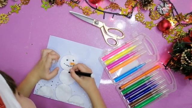 Открытка из ватных дисков.
