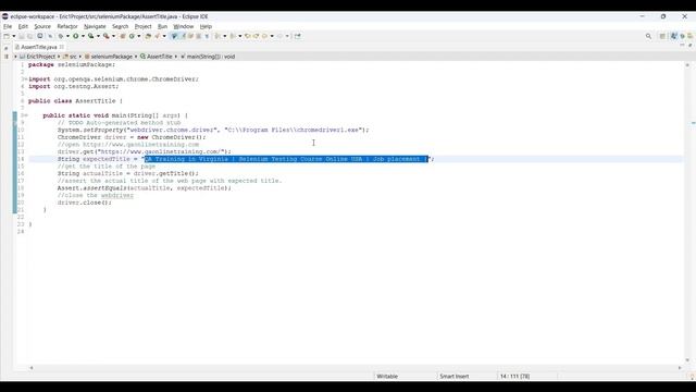 How to create test case to assert web page title in Selenium WebDriver? Selenium WebDriver Tutorial