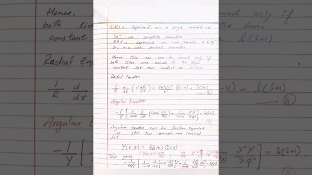 Schrodinger equation for one electron atom#viral #shortvideo #1ksubscribers #education #fypシ゚viral