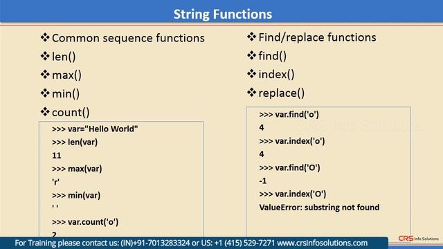 Python Tutorial Lecture 6: Strings in Python  | Python training videos for Beginners