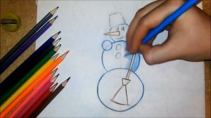 Рисуем снеговика, Как нарисовать снеговика поэтапно,how to draw a snowman in stages