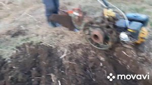 Испытание плуга с самодельным колесом