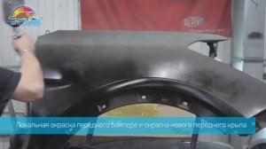 Замена переднего крыла и локальная окраска переднего бампера Hyundai Santa Fe в "АвтоТОТЕММ"
