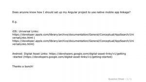 iOS : How to set up an Angular project for iOS universal links and Android asset links to open link