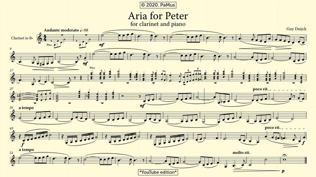 Guy Duijck: Aria for Peter for clarinet and piano смотреть онлайн