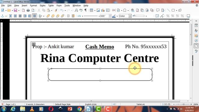 Make a bill book in A5 size, how to create a bill paper in LibreOffice writer ?  Design Bill Vouche