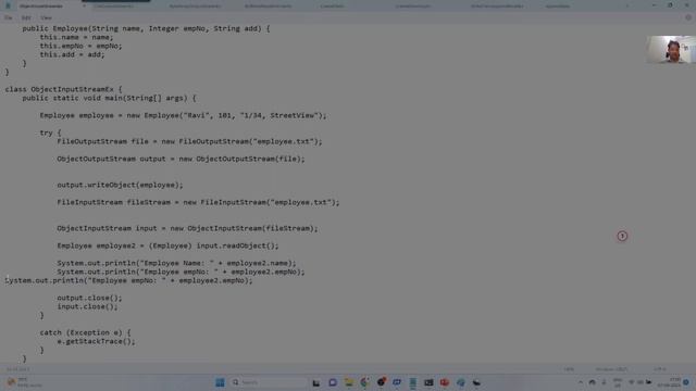 Java SE: Java transient keyword example with input stream object