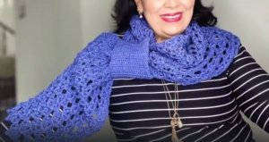 Шарф с петлёй. Вязание крючком для начинающих