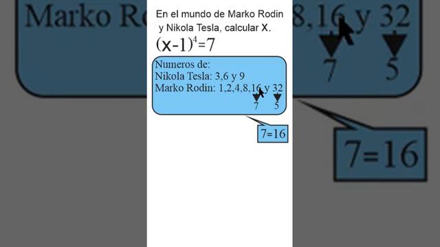 en el mundo de nikola tesla y marko rodin calcular x en la expresion x menos 1 a la 4 igual a 7