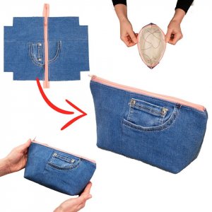 Самый простой способ сшить косметичку из старых джинсов!