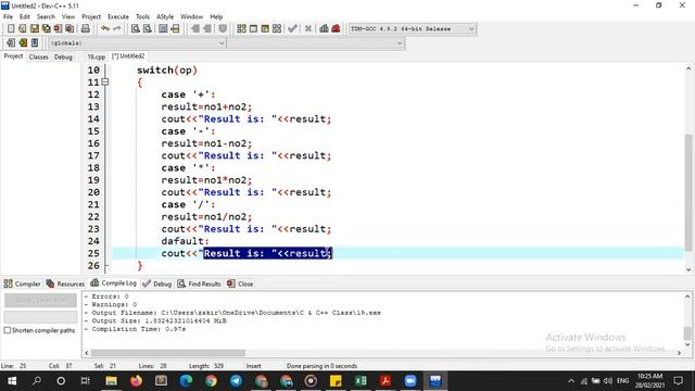 017 Switch Case C and C++ with Zakir Khan
