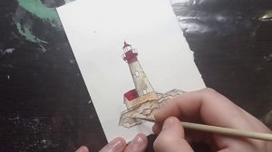 Маяк / Рисунок акварелью