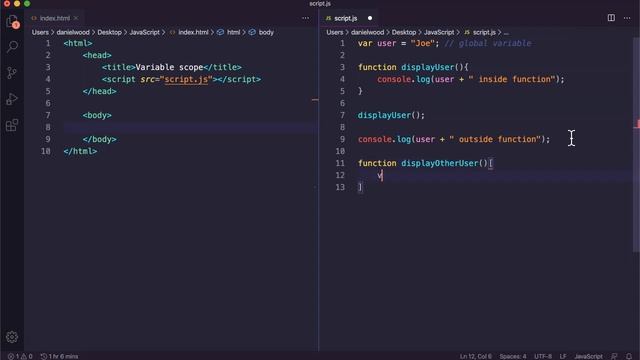 JavaScript 2021 Tutorial 10 - Variable scope