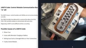 Causes and Fixes U0073 Code: Control Module Communication Bus "A" Off