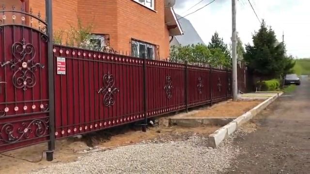 Кованые ворота артикул 10 и ограждения, установлены в распашном виде, Московская обл. СНТ Чернобыле смотреть онлайн