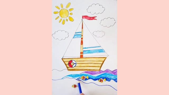 Как нарисовать парусник/Простой рисунок для детей смотреть онлайн