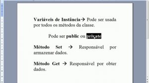 Aula Java 24 - Definição de Variáveis de Instância, Método Set e Método Get