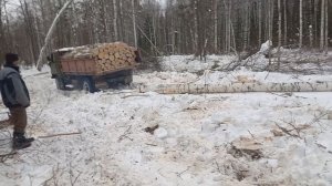 Поехали на ГАЗ 66 в деляну за дровами. Засадили УАЗ