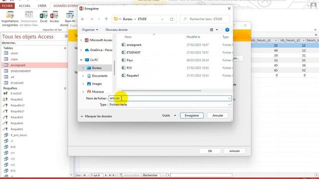 python . pandas. fichier csv .exportation d'accès vers csv