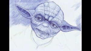 йода( yoda ,star wars)- рисунок шариковой ручкой