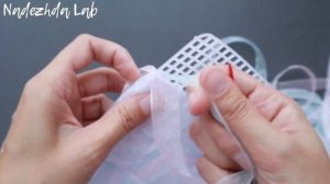 Из полупрозрачных ленточек органзы ... Сумочка на пластиковой канве