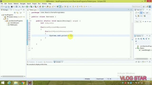 Pattern Program Using  Java Language Using Eclipse..