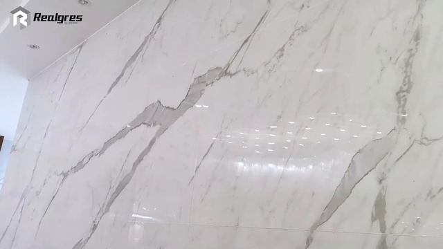Large Grey and White Marble Effect Floor Tile